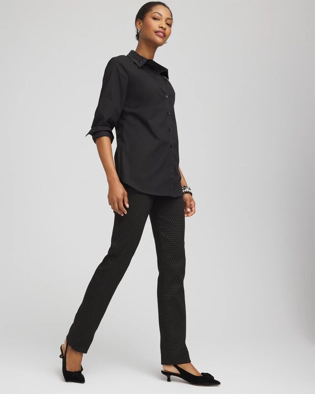 Brigitte Slim Full-Length Jacquard Pants - image 2